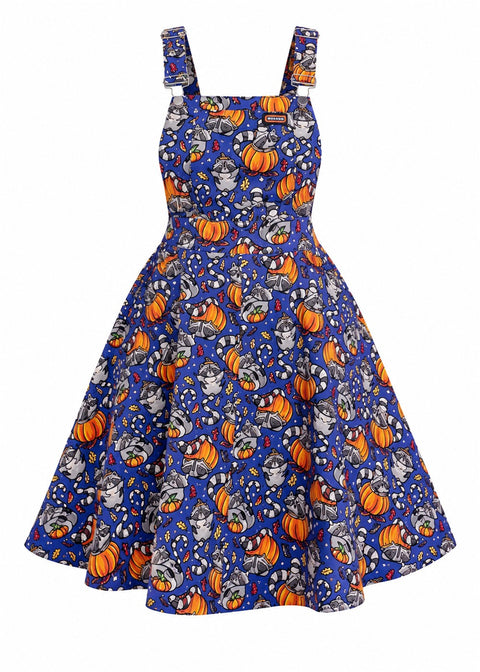 Run & Fly Raccoon Pumpkin Pinafore Swing Jurk – ghost vooraanzicht