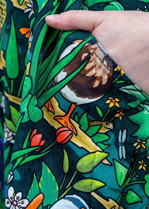 Rebel Romance Pond Birds Pinafore Swing Jurk Groen - afbeelding 2