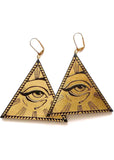 Rosita Bonita All Seeing Eye Pyramid Earrings Gold