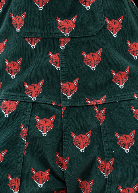 Run & Fly Foxy Corduroy Tuinbroek Groen - close-up print (ghost)