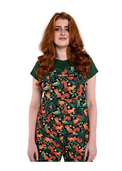 Run & Fly Squirrel tuinbroek zwart met eekhoorns, eikels en bladeren