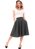 Steady Clothing High Waist Thrills 50's Swing Skirt Grey