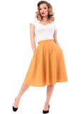 Steady Clothing High Waist Thrills 50's Swing Skirt Mustard