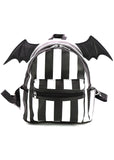 Succubus Bags Batwing Stripe Backpack Black White