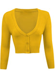Succubus Clothing Retro Short 50's Cardigan Honey Yellow