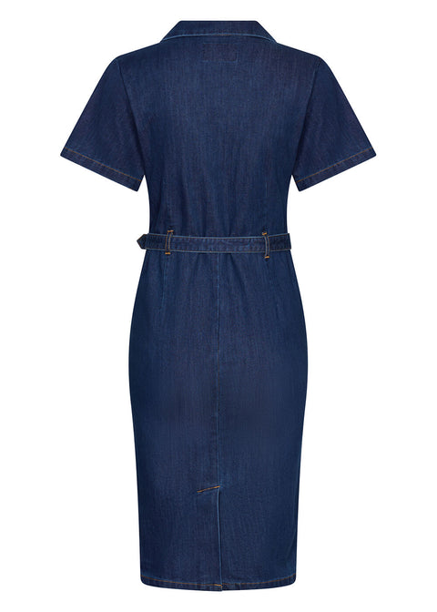 Succubus Clothing Ruby Denim Pencil Dress Navy