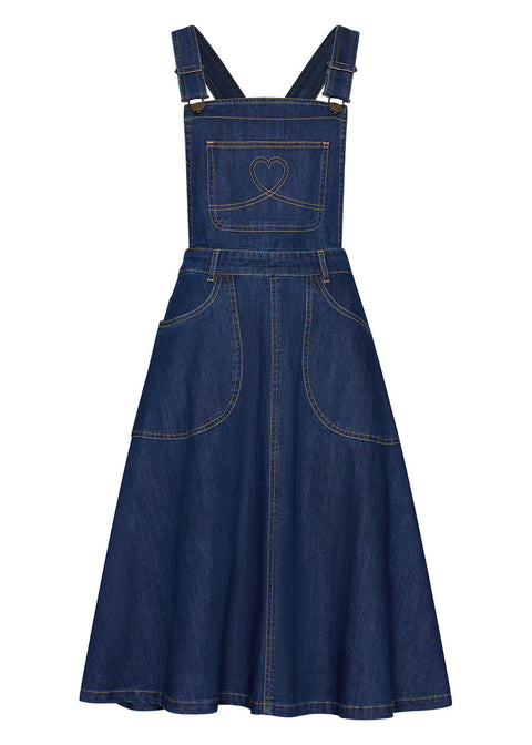 denim pinafore dress uk Jisu Denim Pinafore Dress, Black