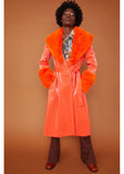 Succubus Rainbow Shine Bright Faux Fur Coat Orange