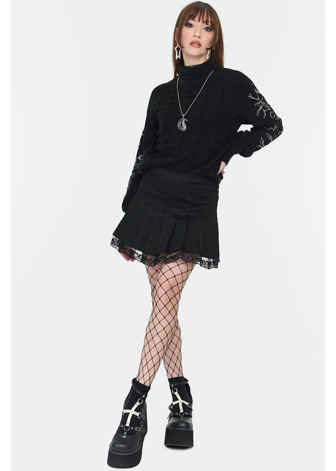 Jawbreaker Dark Witch Embroidered Kabel Trui Zwart - foto 2