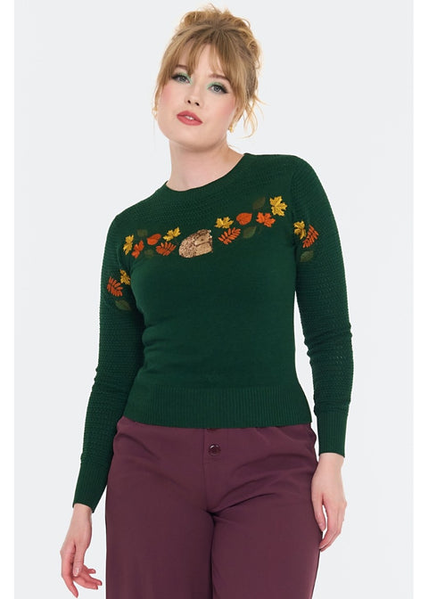 Voodoo Vixen Woodland Hedgehog Truitje Groen - foto 1