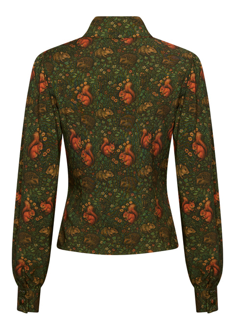 Succubus Clothing Alice Squirrel Friends 40s Blouse Green
