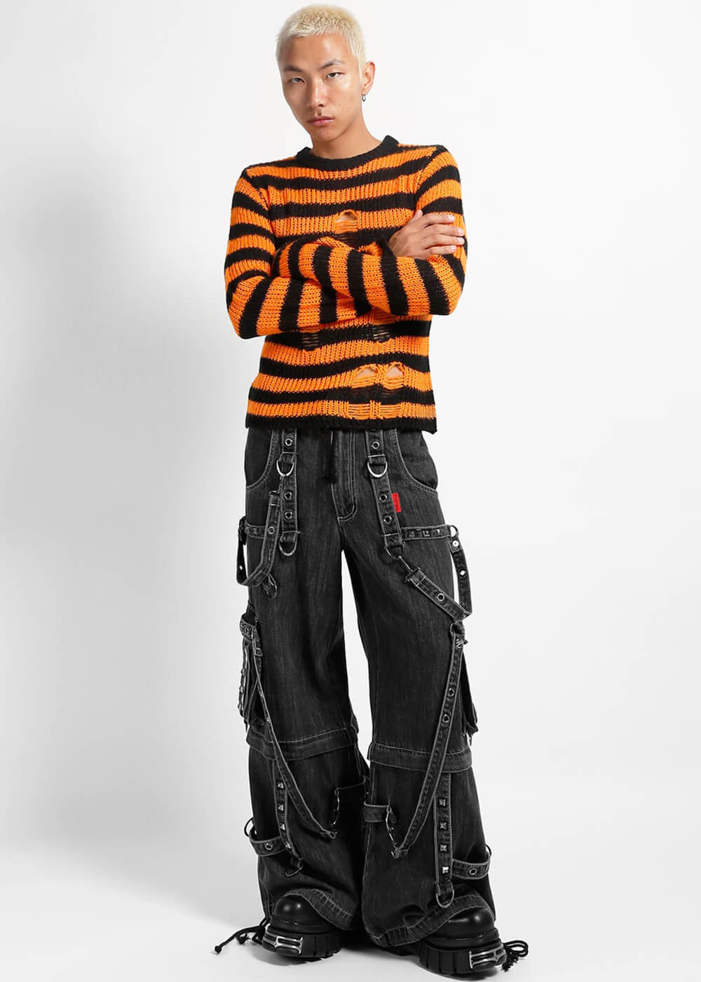 Tripp NYC Denim Strap Zip Off Trousers Black – Succubus
