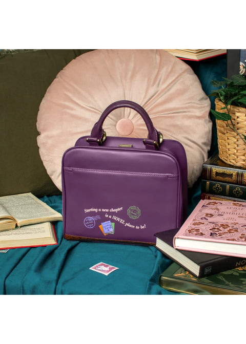 Vendula London Travelling Library Bookshop Eliza Handtas Paars – officiële Vendula productfoto