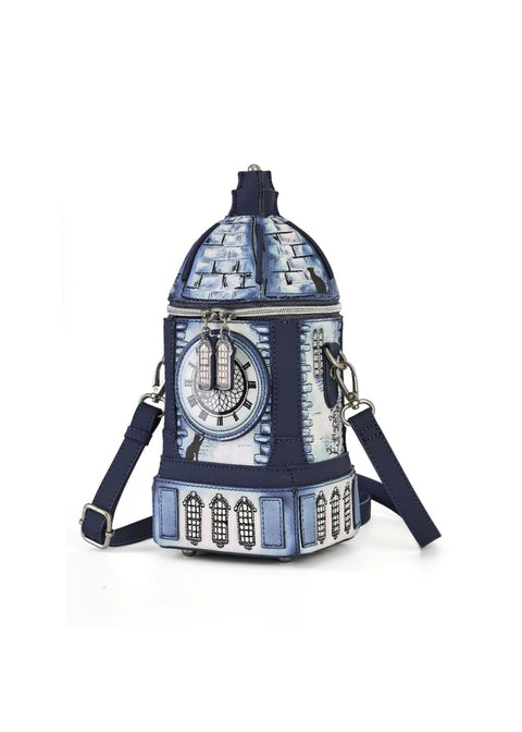Vendula London Cats In The City Clock Tower Schoudertas Blauw – officiële Vendula productfoto