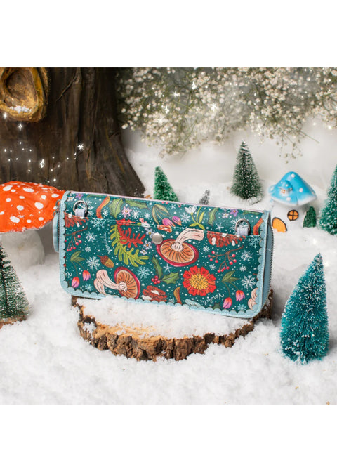 Vendula London Fairy Village Snowflake Large Ziparound Crossbody Portemonnee Blauw – officiële Vendula productfoto