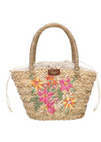 Vendula London Paradise Palms Small Floral Basket Bag Brown