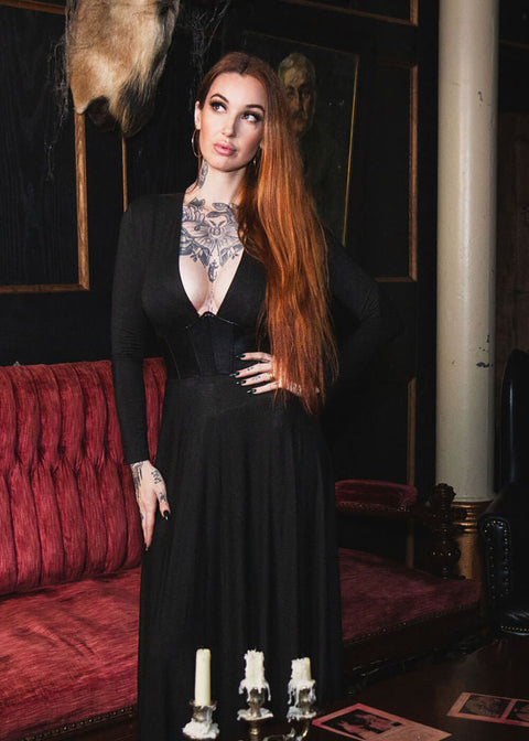 Witchwood Blair Vegan Leather Corset Maxi Dress Black - www.succubus.com Witchwood Blair Vegan Leather Corset Maxi Dress Black - www.succubus.com