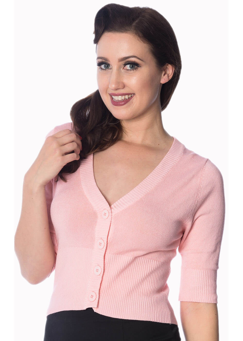 Banned Overload 50's Cardigan Soft Pink