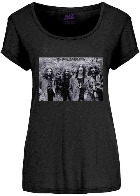 Band Shirts Black Sabbath Group Shot Girly T-Shirt Black Zwart S