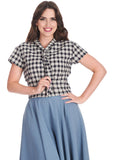 Banned Cherry Check 40's Blouse in Navy