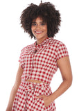 Banned Cherry Check 40's Blouse Red