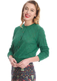 Banned Hearts Charm 50's Cardigan Green