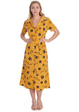Banned Call Me Telephone 40's A-Line Dress Mustard