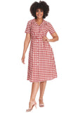 Banned Cherry Check 40's Flare Dress Red