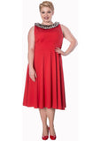 Banned Cara Faux Fur 50's Swing Dress Red