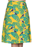 Banned Toucan All Over 50's A-Line Skirt Yellow