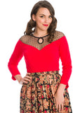 Banned Evita Evening 50's Top Red