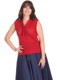 Banned Anchor Ahoy Sailor Knitted 40's Top Red
