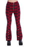Banned Tartan Night Flare 70's Trousers Red