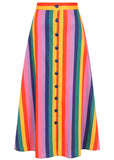 Bright & Beautiful Amory Rainbow Wishes Stripe 50's Midi Skirt Multi