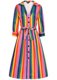 Bright & Beautiful Lauren Rainbow Wishes Stripe 50's Dress Multi