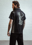 Chet Rock Mens Rattlesnake 50's Bowling Shirt Black