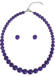 Collectif Natalie Bead Set Necklace Earrings Violet