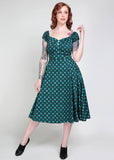 Collectif Dolores Jewel Polka 50's Swing Dress Green