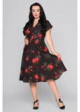 Collectif Liza Spinners Web 50's Swing Dress Black