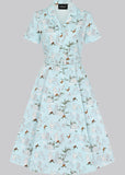 Collectif Caterina Snowy Rabbit 50's Swing Dress Blue