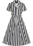 Collectif Caterina Admiral Stripe 50's Swing Dress Cream