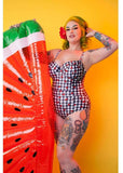 Collectif x Playful Promises Watermelon Gingham 50's One Piece Multi