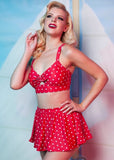 Collectif x Playful Promises Polkadot Knot 50's Bikini Briefs Skirt Red