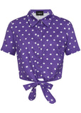 Collectif Pretty Polka 50's Tie Blouse Purple