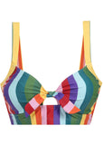 Collectif Rainbow Stripes 60's Bikini Top Multi Colour