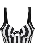 Collectif Beetle Stripe 60's Bikini Top Black White