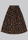 Collectif Jasmine Woodland Butterfly 50's Swing Skirt Black