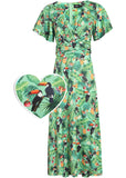 Dolly & Dotty Donna Tropical Toucan 40's Dress Green