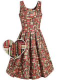 Dolly & Dotty Amanda Book Stack 50's Swing Dress Brown
