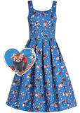 Dolly & Dotty Amanda Red Panda 50's Swing Dress Blue